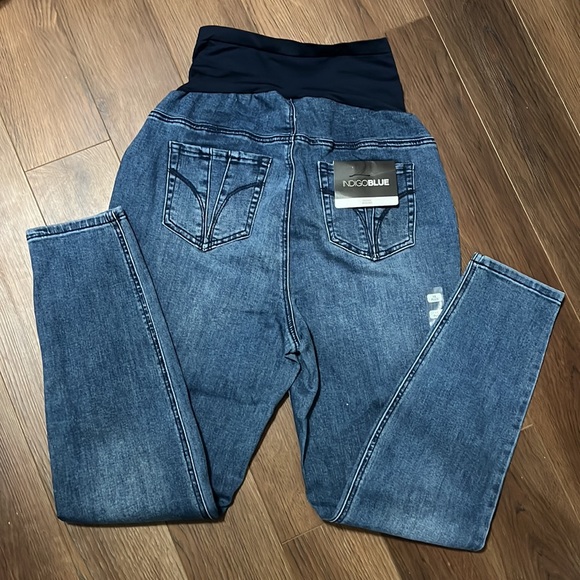NWT Indigo Blue Denim Skinny Moulant Maternity Jeans Size 1X Plus - Picture 12 of 15